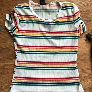 Rainbow Striped Ribbed Shirt